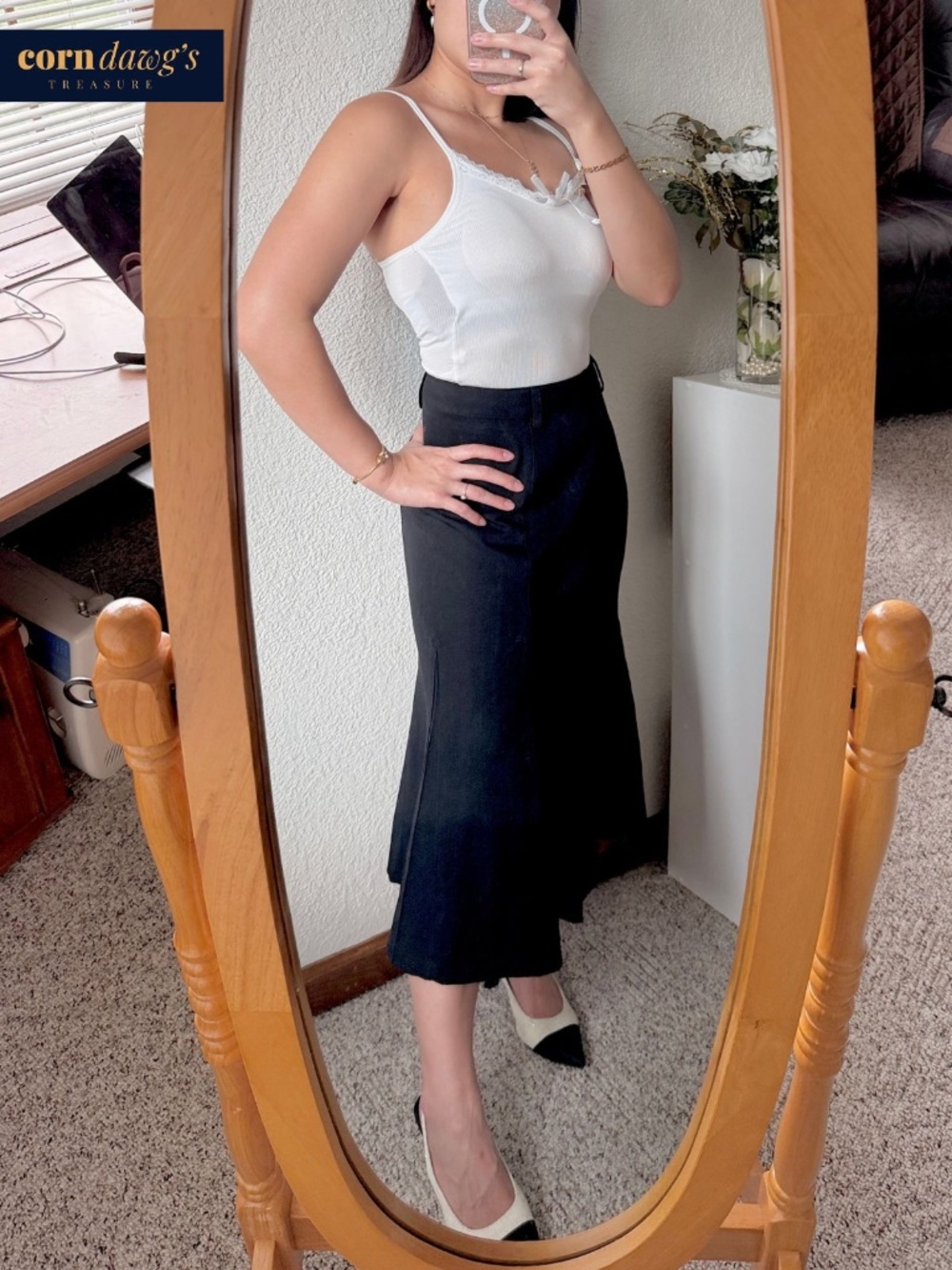 East 5th Black Panel Midi Skirt - Size 4